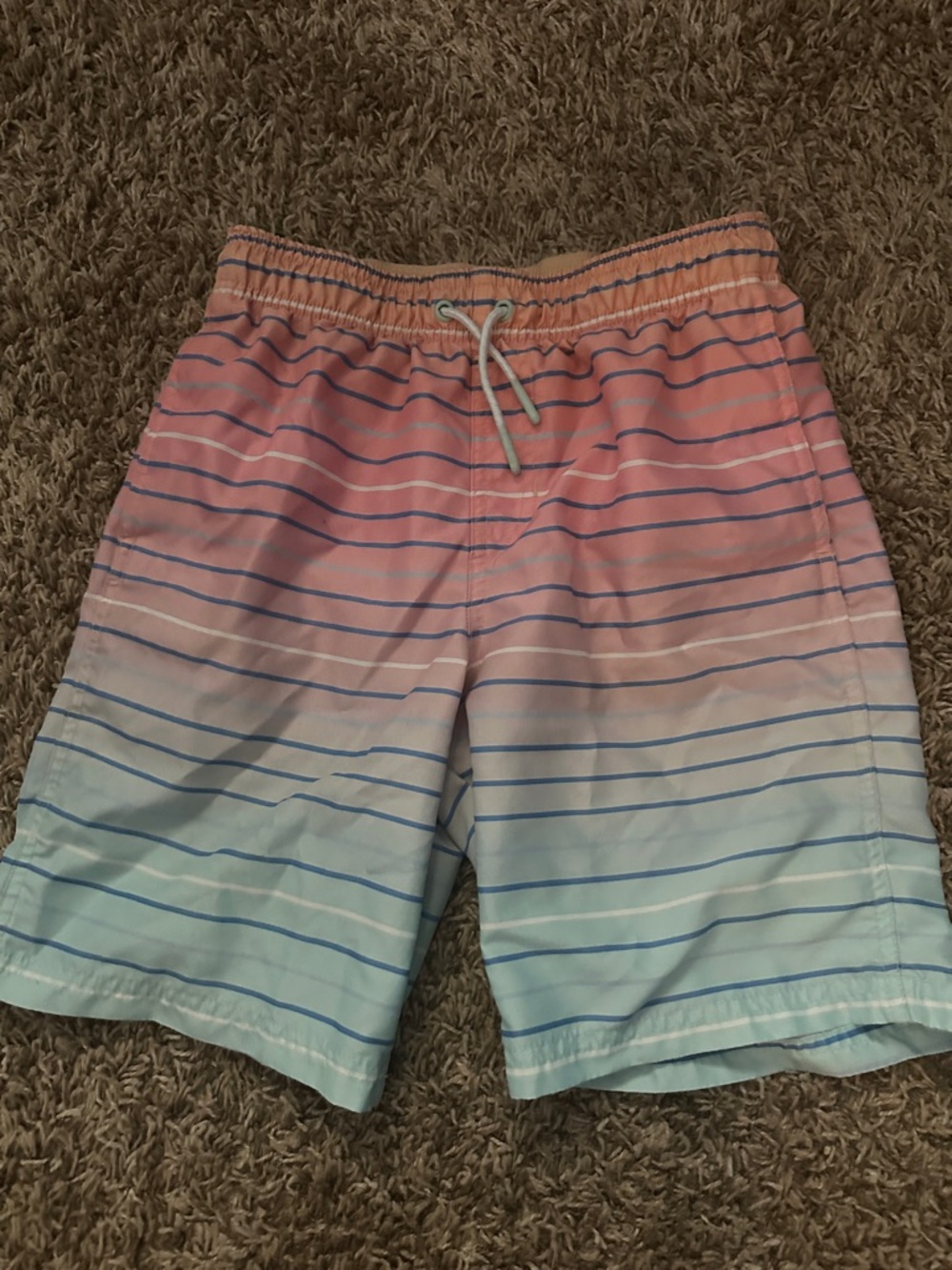 Cat & Jack Pink to Light Blue Gradient Stripe Swim Trunks
